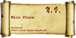 Nics Vince névjegykártya
